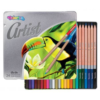 COLORINO KIDS KREDKI OŁÓWKOWE OKRĄGŁE ARTIST 24KOL METALOWE PUDEŁKO 83263PTR