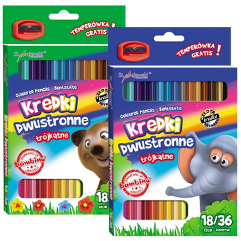 KREDKI TRÓJKĄTNE DWUSTRONNE 18SZT 36KOL + TEMP 4957