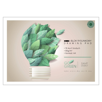 BLOK RYSUNKOWY BIAŁY 15K A4 GO GREEN