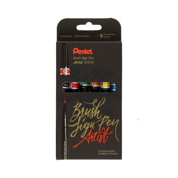 PENTEL PISAK BRUSH SIGNT PEN ARTIST KPL 6 SZT SESF30C-S