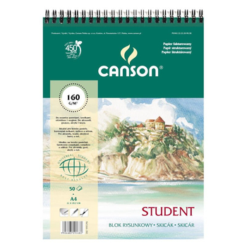 CANSON BLOK STUDENT A4 150G 50ARK SPIRALA 400121824