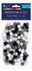 POMPONY POLIESTROWE 1CM MIX BIAŁO-CZARNY 120SZT KSPO-032