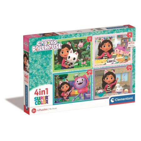 Clementoni Puzzle 4w1 Koci Domek Gabi. Gaby's Dollhouse 21524