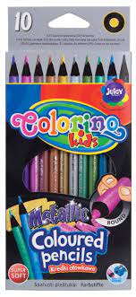 COLORINO KREDKI OŁÓWKOWE OKRĄGŁE METTALIC 10 KOL 34678