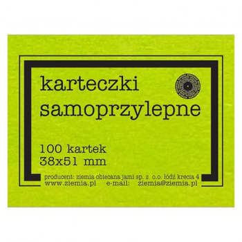 KARTECZKI SAMOPRZYLEPNE ZIELONE FLUO 38/51