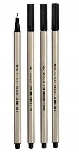 TETIS CIENKOPIS HEKSAGONALNY 0,7MM 4SZT CZARNE KC104