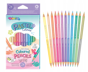 COLORINO KIDS KREDKI OŁÓWKOWE OKRĄGŁE DWUKOLOROWE 12SZT 24KOL PASTEL 87737PTR