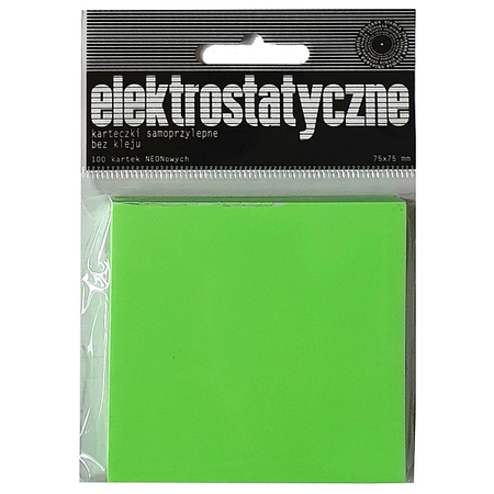 ZO KARTECZKI ELEKTROSTATYCZNE 75X75 100ARK NEON ZIELONE