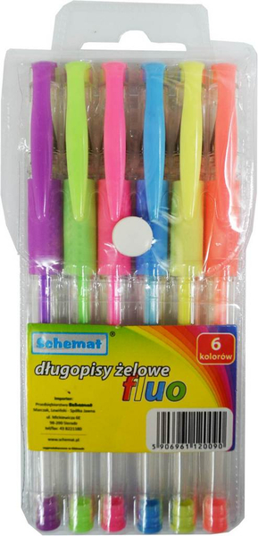 DŁUGOPISY ŻEL FLUO 6KOL 0090