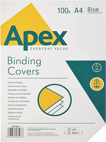 APEX OKŁ.DO BIND A4 LEATHER NIEBIESKA 100SZT 65011