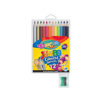 COLORINO KIDS KREDKI OŁÓWKOWE JUMBO 12 KOL ETUI + TEMPERÓWKA 33107PTR