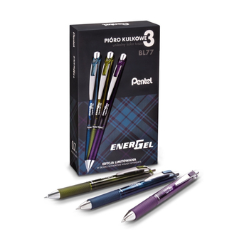 PENTEL PIÓRO KULKOWE ENERGEL 3 SZTUKI + 3 WKŁADY BL77A2-ST3KSVPL