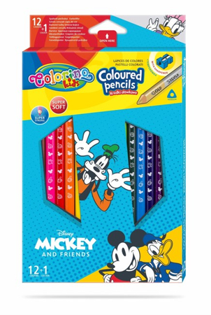 COLORINO KREDKI OŁÓWKOWE TRÓJKĄTNE 12SZT/13KOLORÓW+TEMP.MICKEY 89847PTR