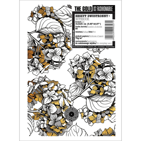 ZESZYT A5 60K LINIA Z BROKATEM FLOWERS GOLD