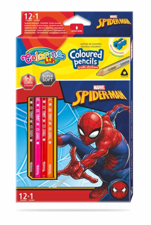 COLORINO KREDKI OŁÓWKOWE TRÓJKĄTNE 12SZT/13KOLORÓW+TEMP. SPIDERMAN 91789PTR