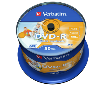 VERBATIM PŁYTY DVD-R PRINT NO ID 4.7GB 16xCAKE 50 43533