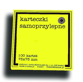 KARTECZKI SAMOPRZYLEPNE ŻÓŁTE FLUO 75/75