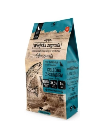 WIEJSKA ZAGRODA KARMA SUCHA CIELĘCINA PSTRĄG M 9KG