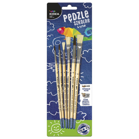 KIDEA PĘDZLE SZKOLNE 6 SZTUK P6KA