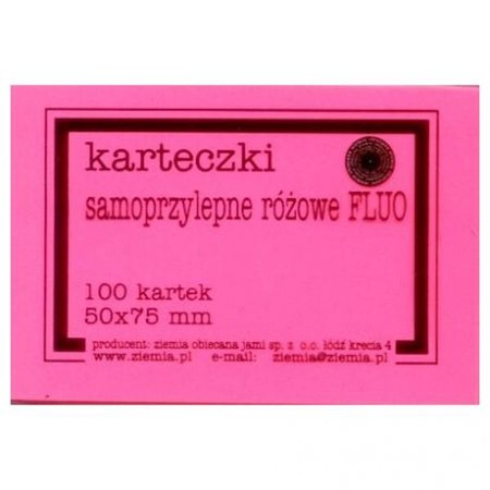 KARTECZKI SAMOPRZYLEPNE RÓŻOWE FLUO 50/75