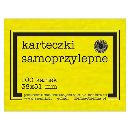 KARTECZKI SAMOPRZYLEPNE ŻÓŁTE FLUO 38/51