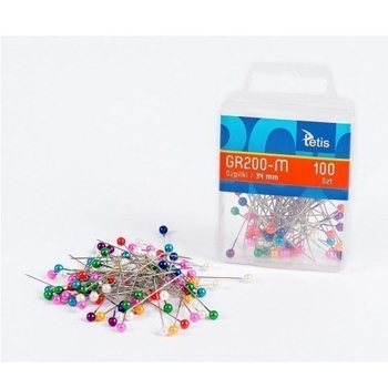 TETIS SZPILKI 34MM KOLOR MIX 100SZT GR200-M