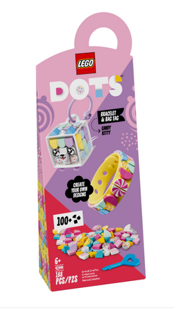 LEGO 41944 DOTS Cukierkowa kicia: bransoletka i zawieszka na torbę