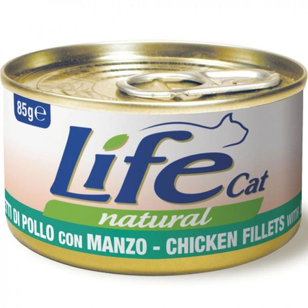 LIFE CAT PUSZ. 85G KURCZAK+WOŁOWINA