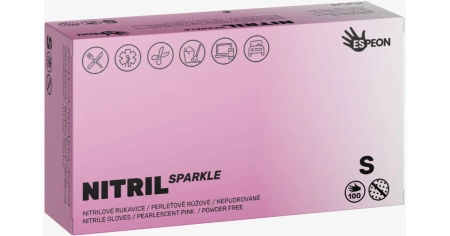ESPEON RĘKAWICE NITRYL PERŁOWE RÓŻOWE S 100SZT
