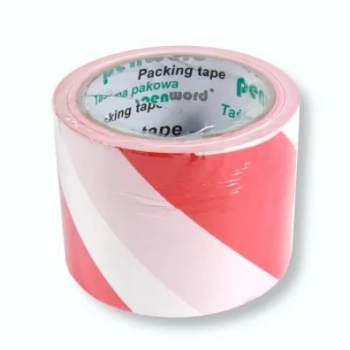 TAŚMA OSTRZEGAWCZA BIAŁO CZERWONA 75MM X 100M 434428