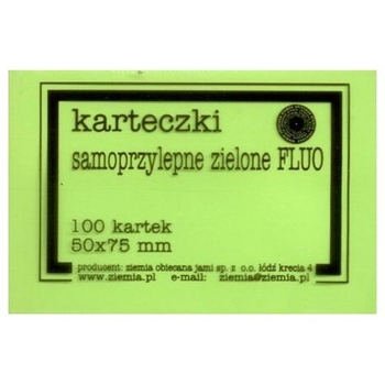 KARTECZKI SAMOPRZYLEPNE ZIELONE FLUO 50/75