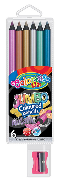 COLORINO KIDS KREDKI OŁOWKOWE OKRAGŁE JUMBO 6KOL METALLIC ETUI+TEMPERÓWKA 34661PTR
