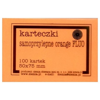 KARTECZKI SAMOPRZYLEPNE ORANGE FLUO 50/75