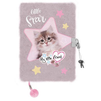 MAJEWSKI PAMIĘTNIK Z KŁÓDKĄ 3D WŁOCHACZ A5 96K MY LITTLE FRIEND GREY CAT 650857