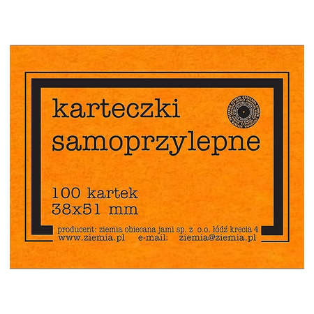 KARTECZKI SAMOPRZYLEPNE ORANGE FLUO 38/51
