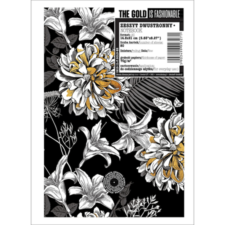 ZESZYT A5 60K LINIA Z BROKATEM FLOWERS GOLD