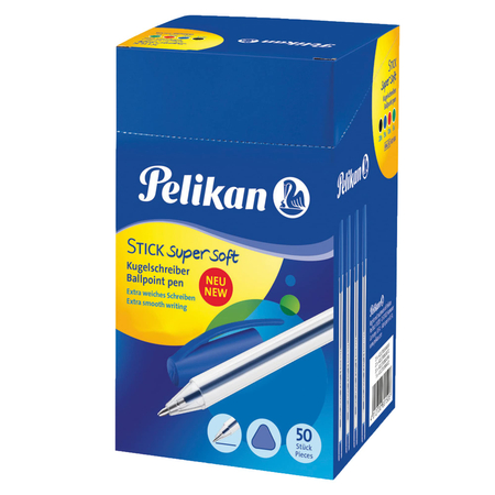 PELIKAN DŁUGOPIS STICK SUPER SOFT NIEBIESKI 50SZT 601467