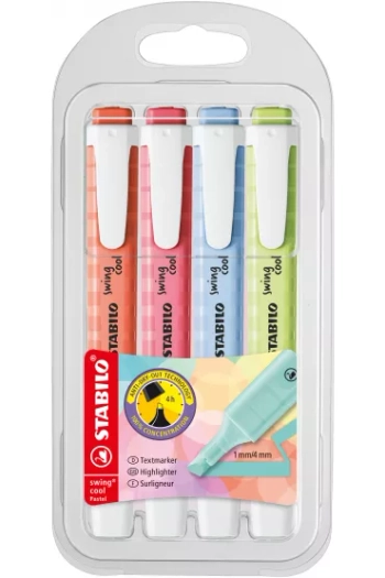 STABILO ZAKREŚLACZ SWING COOL NEON 4 SZT 559461