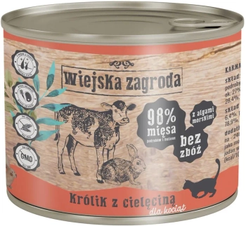WIEJSKA ZAGRODA KARMA MOKRA DLA KOTA KRÓLIK Z CIELĘCINĄ ADULT 200G
