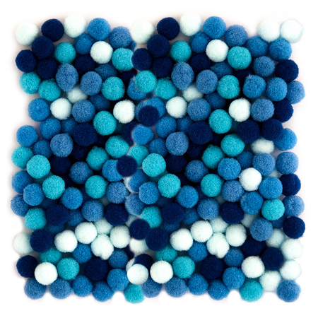 POMPONY POLIESTROWE 1CM MIX NIEBIESKI 120SZT KSPO-030