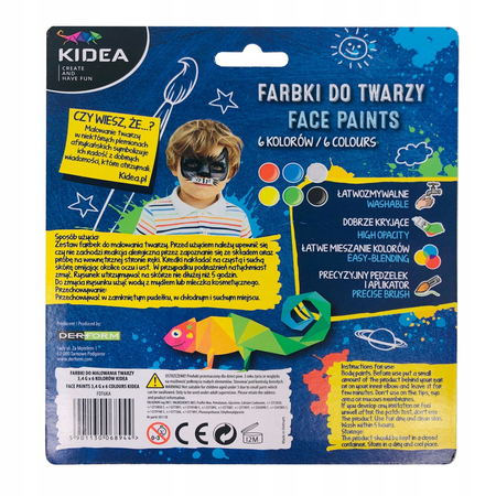 KIDEA FARBY DO MALOWANIA TWARZY 3,4G X 6 KOL