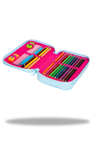 COOLPACK JUMPER 2 PIÓRNIK PODWÓJNY Z WYPOSAŻENIEM PINK SCRIBBLE D066340