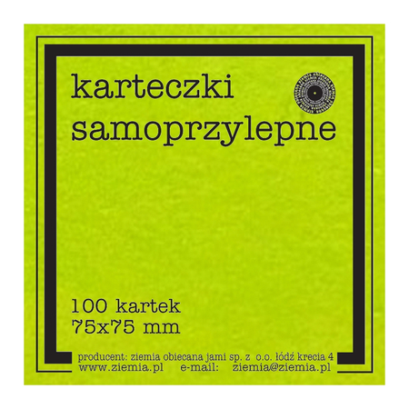 KARTECZKI SAMOPRZYLEPNE ZIELEŃ FLUO 75/75