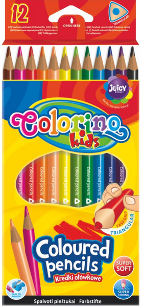 COLORINO KIDS KREDKI OŁÓWKOWE TRÓJKATNE 12KOL STANDARD 51798PTR