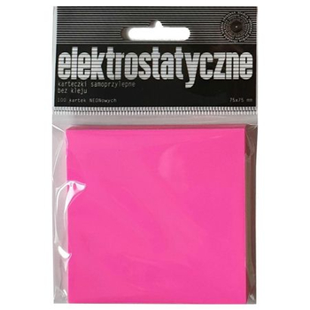 ZO KARTECZKI ELEKTROSTATYCZNE 75X75 100ARK NEON RÓŻOWE
