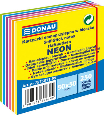 DONAU KOSTKA SAMOPRZYLEPNA 50X50MM 250K NEON-PASTEL 7575011-99