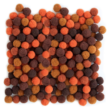 POMPONY POLIESTROWE 1CM MIX BRĄZOWE 120SZT KSPO-031