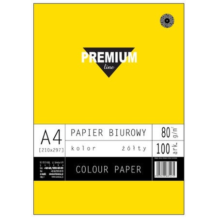 PAPIER BIUROWY PREMIUM A4 80G 100ARK ŻÓŁTY 6814-Y-80