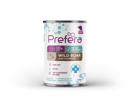 PREFERA MONO DZIK Z DYNIĄ PUSZKA DLA PSA 400G