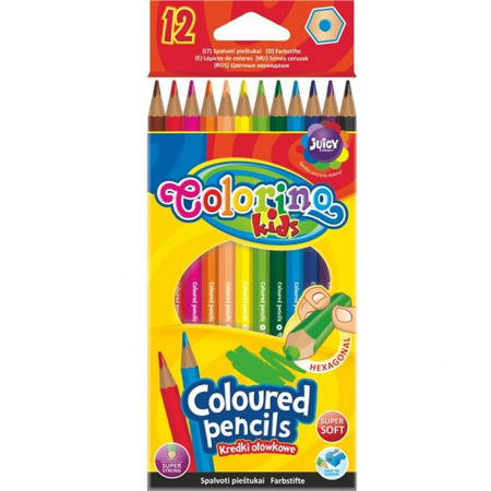 COLORINO KIDS KREDKI OŁÓWKOWE HEKSAGONALNE 12KOL 14687PTR